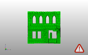 被毁的建筑物墙体主视图