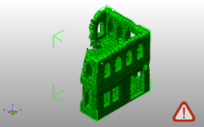 被毁的建筑物墙体斜视图