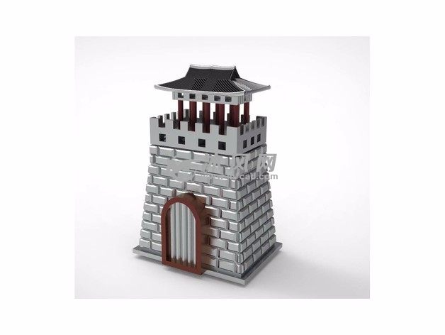  韩国城门模型主视图