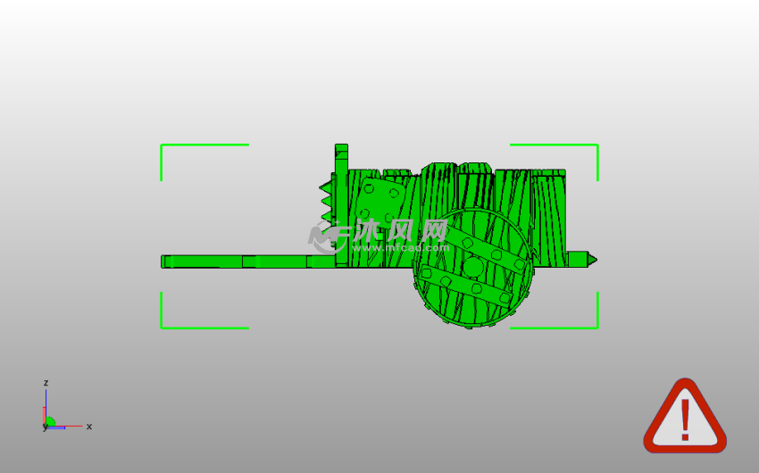 小木车模型侧视图