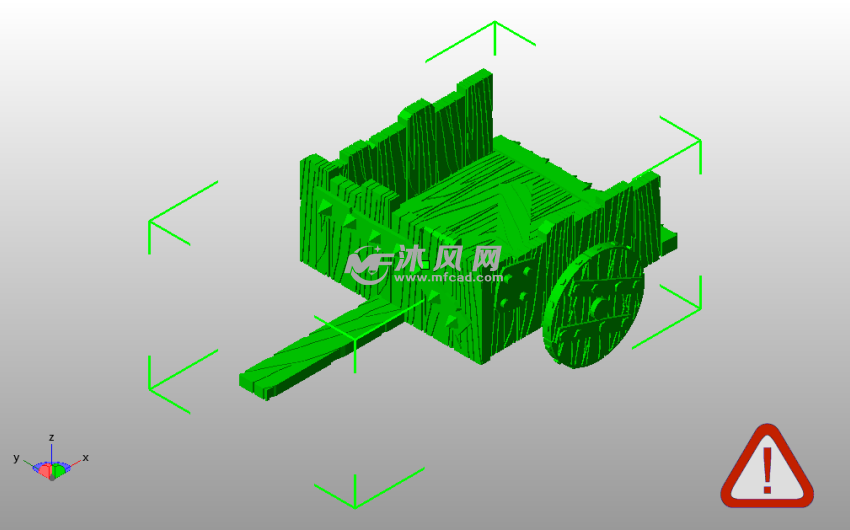 小木车模型斜视图