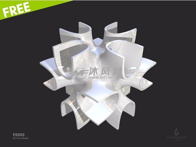 3D打印艺术结构亮光白色效果图