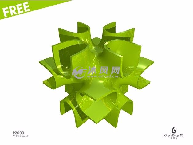 3D打印艺术结构亮光绿色效果图