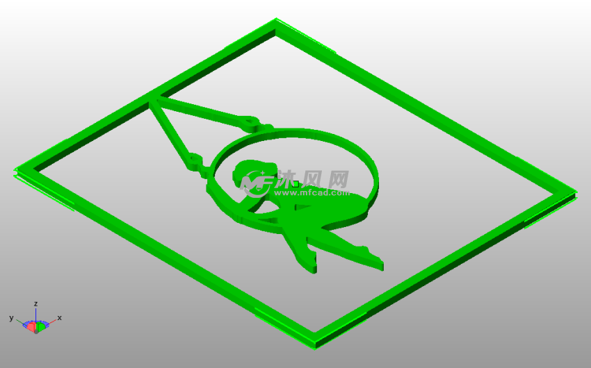 荡秋千的女孩2D墙面艺术画斜视图