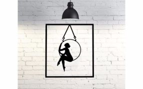 荡秋千的女孩2D墙面艺术画效果图