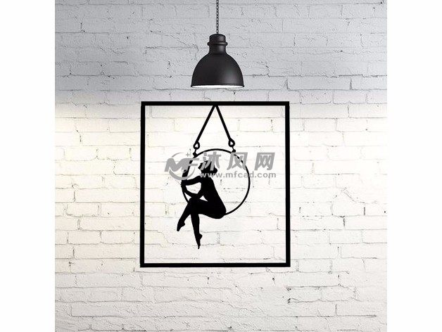 荡秋千的女孩2D墙面艺术画效果图