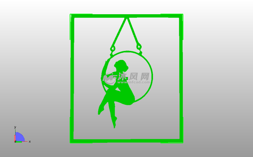 荡秋千的女孩2D墙面艺术画主视图