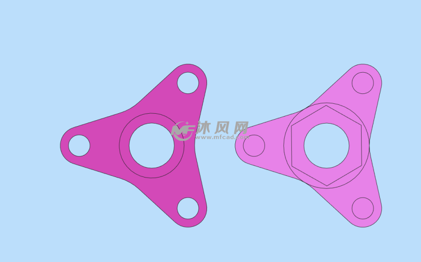 M8三角翼型的螺母俯视图