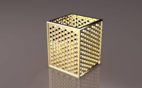 六边形镂空笔筒金色渲染