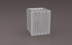 六边形镂空笔筒白色渲染