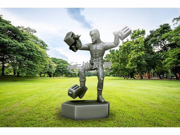 面包机人物雕像效果图草地