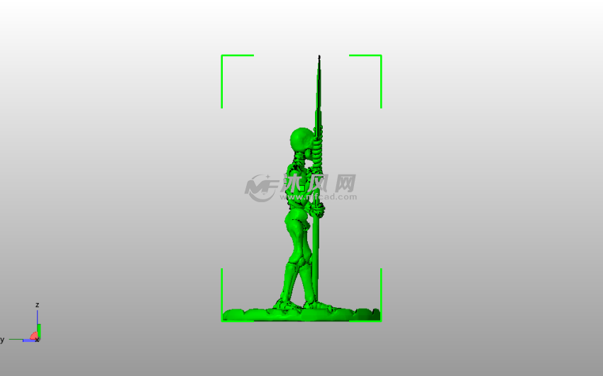 持矛骷髅人侧视图