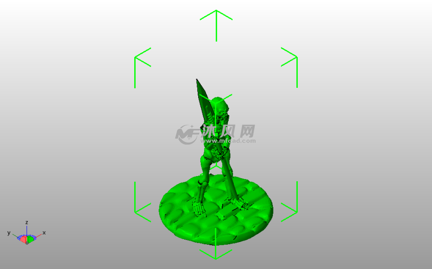 持矛骷髅人斜视图