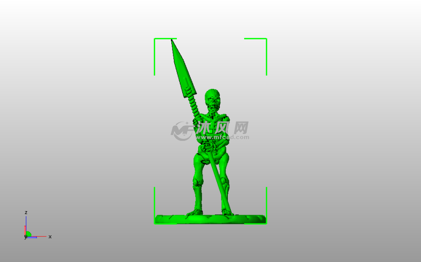 持矛骷髅人主视图