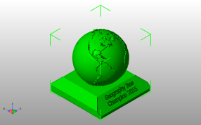 地理比赛冠军奖杯侧视图