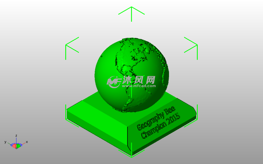 地理比赛冠军奖杯侧视图