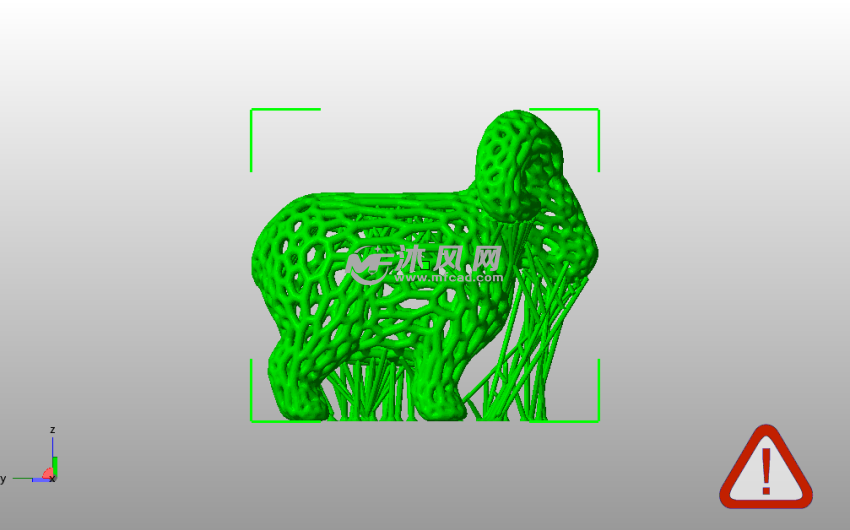 镂空绵羊3D模型侧视图 