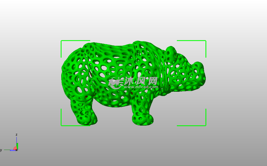 镂空犀牛模型侧视图