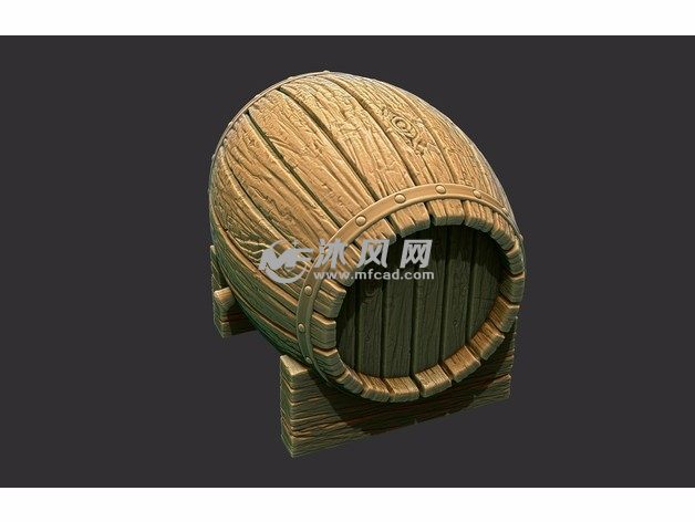 木桶和支架模型主视图