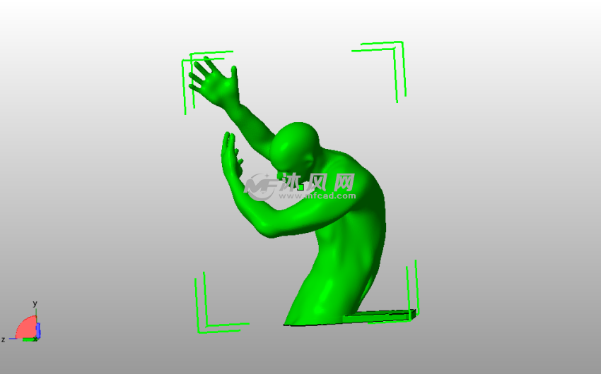 人形笔筒模型侧视图