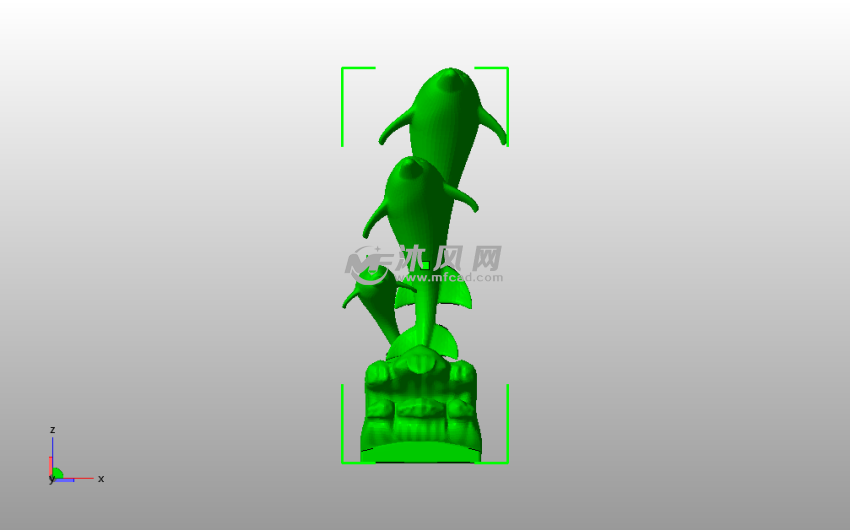 三只海豚模型主视图