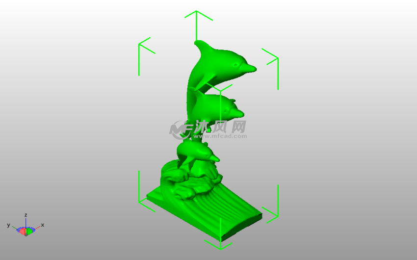 三只海豚模型斜视图