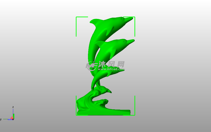 三只海豚模型侧视图