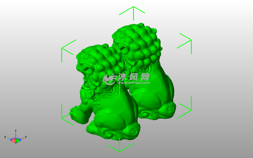 石狮子模型斜视图
