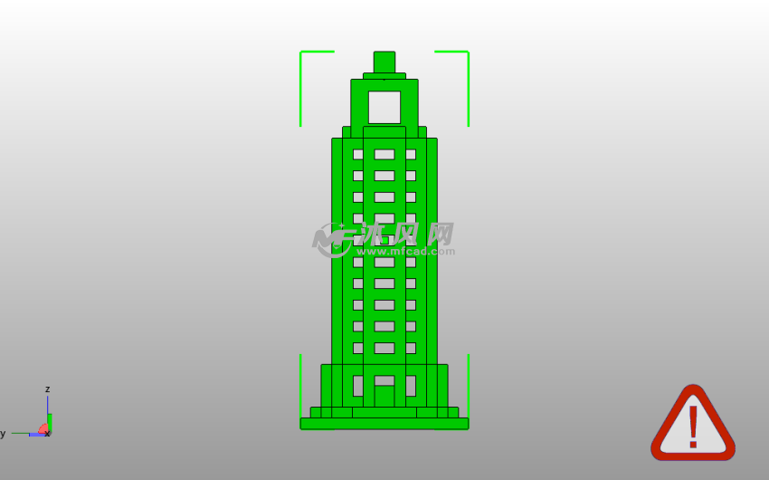  摩天大楼模型侧视图