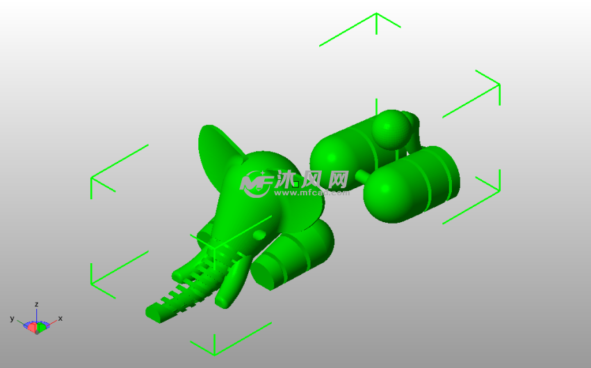 双色小象模型斜视图