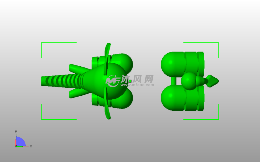 双色小象模型俯视图