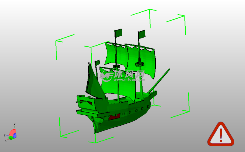 古代帆船模型斜视图