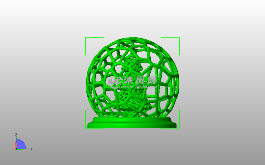 镂空球中树主视图