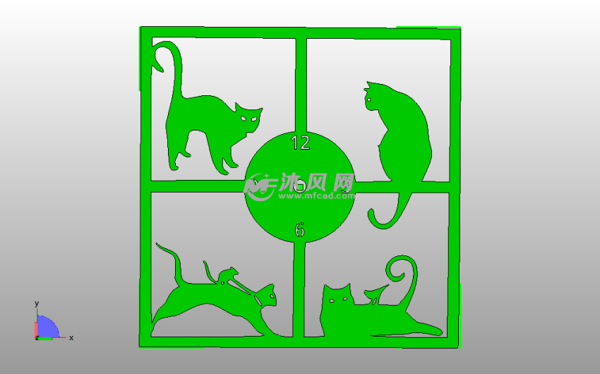  猫石英钟外壳俯视图