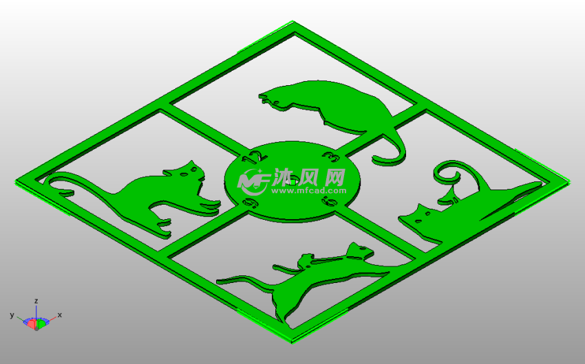  猫石英钟外壳斜视图