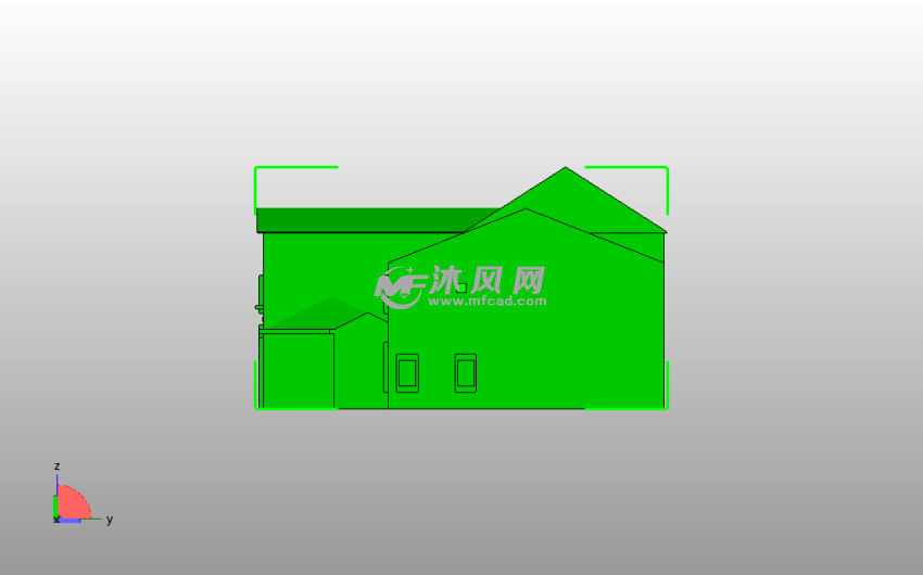 小砖房模型侧视图