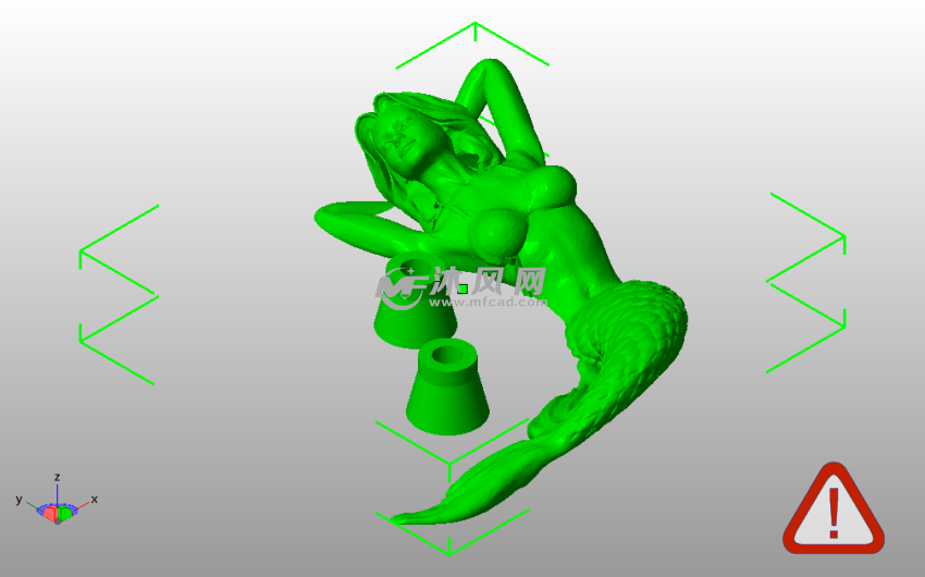美人鱼模型斜视图