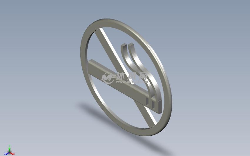 禁止吸烟警示牌轴测图