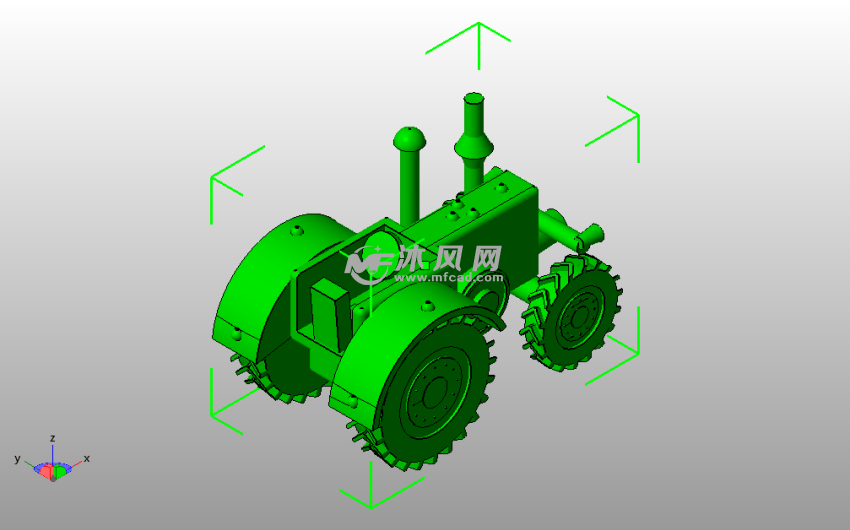 老式拖拉机斜视图