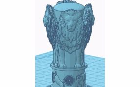 狮子浮雕柱子效果图