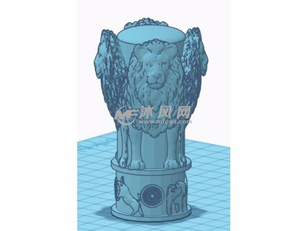 狮子浮雕柱子效果图