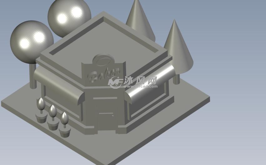 街角小店轴测图