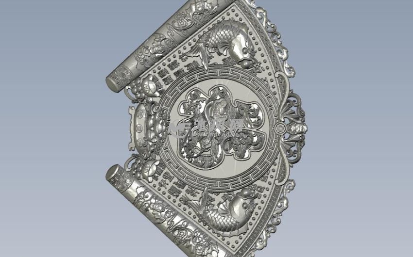 扇形的福字挂件俯视图