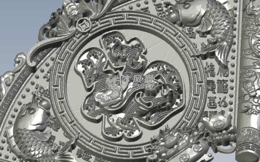 扇形的福字挂件局部