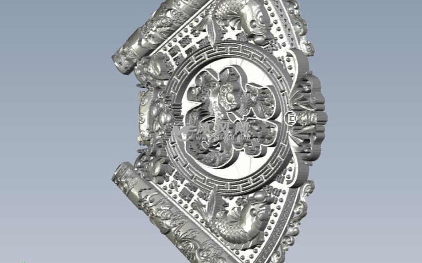 扇形的福字挂件侧视图