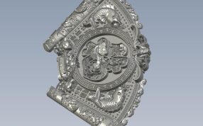 扇形的福字挂件轴测图