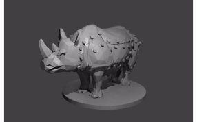 机械多边形犀牛侧视图