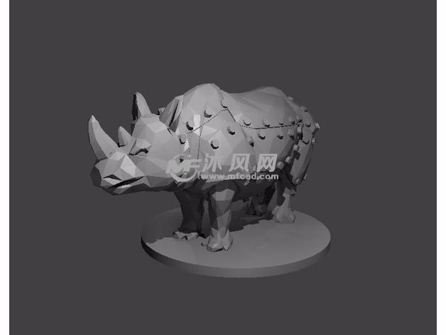 机械多边形犀牛侧视图