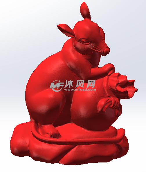 生肖鼠红色材料效果图