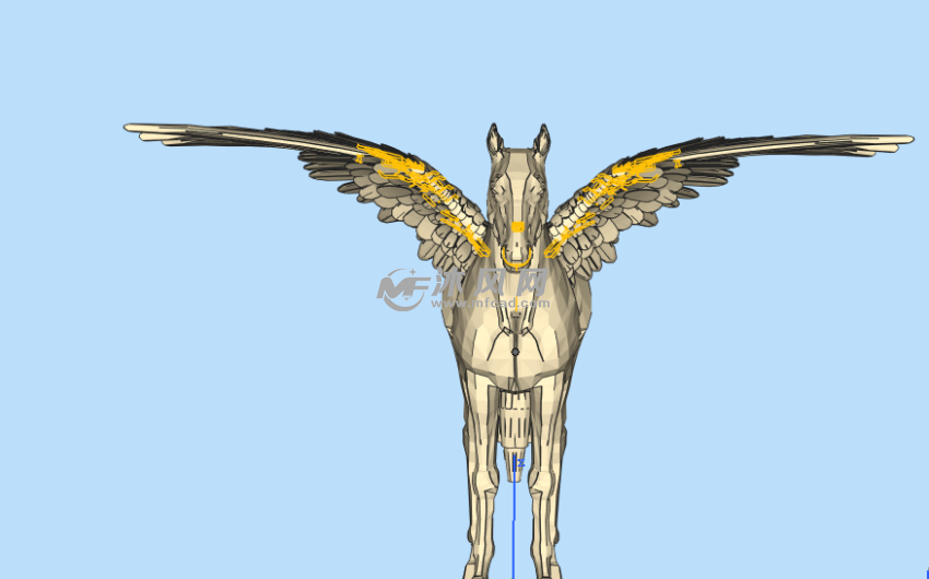 飞翔的白马正视图